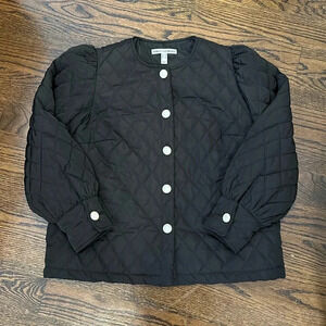 GIRL WITH CURVES Quilted Jacket with Gold/Pearl Buttons Puff sleeve Size XS